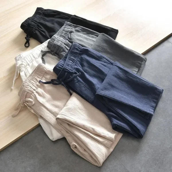 Men's Cotton Linen Casual Pants Baggy Streetwear - Image 2