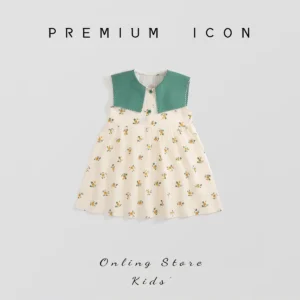 Girls Sundress Cotton Spliced Fragmented Flower