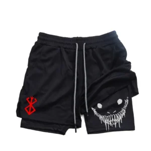 Men's 2-in-1 sports shorts, running quick drying shorts, gym and fitness training double layered