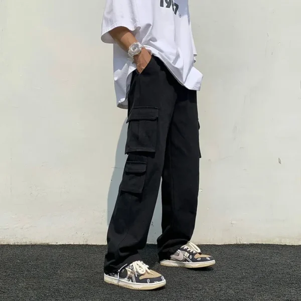 Casual Loose Fit Cotton White Men's Pants - Image 2