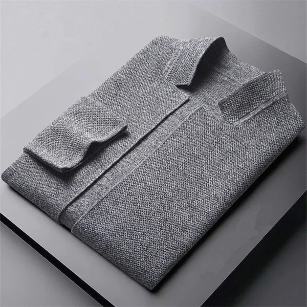 2025 Cardigan Jacket Men Solid Color Knitted Casual Stand Collar - Image 5