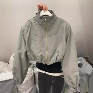 Collar Women's Clothes Long Sleeve Cropped Jacket