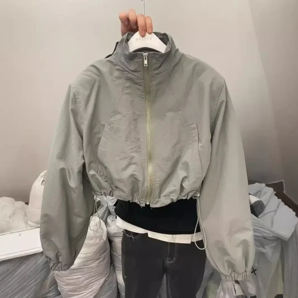 Collar Women's Clothes Long Sleeve Cropped Jacket