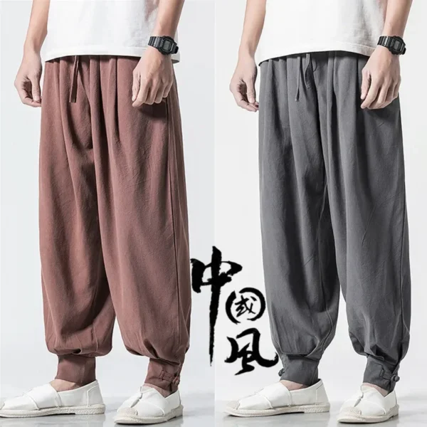 Loose-fit Cotton Linen Men's Women's Monk Pants