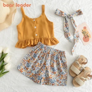 Bear Leader Girls Clothing Sets Summer Solid