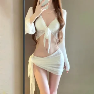 Women's Long Sleeve Knit Bikini Set, Pure Sexy