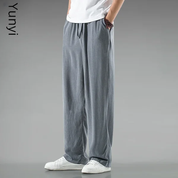 Summer Loose-fit Casual Pants Men's Linen Beige - Image 3