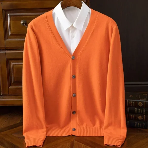 Autumn Men's Knitted Cardigan Thin V-neck - Image 4