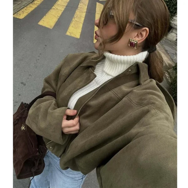 MUJER 2025 Suede Bomber Jackets for Women - Image 3