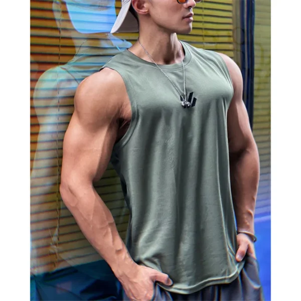 Summer Gym Vest High Quality mesh Shirt Sleeveless T-shirts Men - Image 6