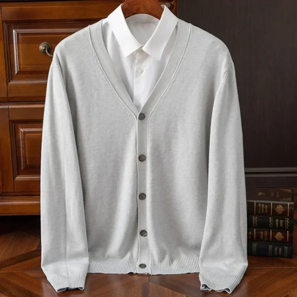 Autumn Men's Knitted Cardigan Thin V-neck - Image 3