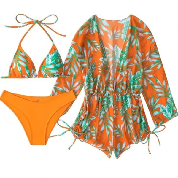 Sexy Print Bikini Set Three Piece Swimming Suits - Image 4