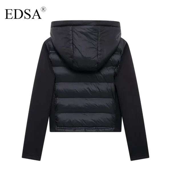 EDSA Women Black Padded Jacket Adjustable Hood - Image 2