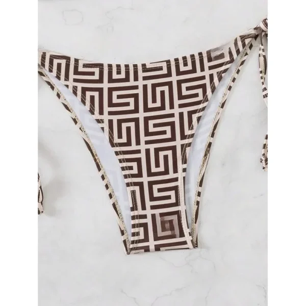 Sexy Bikini Swimsuit Women's Deep V Gathered Stripes Backless - Image 4