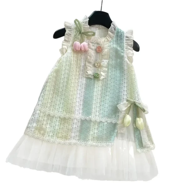 Girls Dresses Sleeveless Flower Princess Dress - Image 2