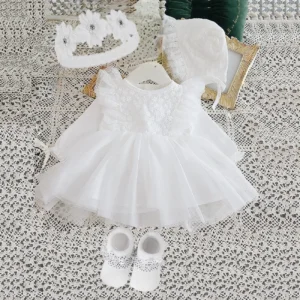 New Born Baby Girl Dress Clothes Christening Dress