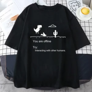 Men's T-shirts Printed Dinosaur Funny Cotton T-shirt