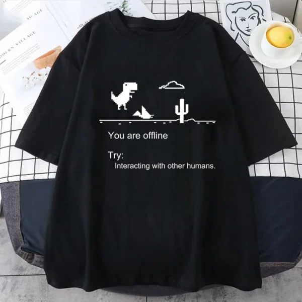 Men's T-shirts Printed Dinosaur Funny Cotton T-shirt