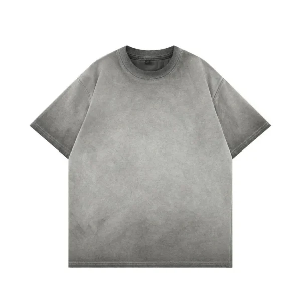 Mens Gradient Washed Loose Crew Neck Tee Streetwear Vintage - Image 5