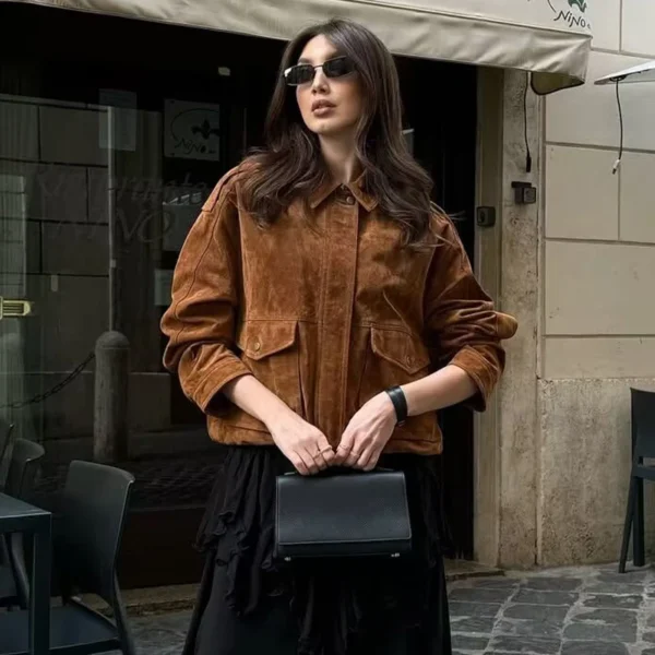 Bomber Jackets for Women Outerwears Suede Jacket Women - Image 2