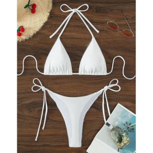 Beach Style Swimsuit Solid Thong Female Bikini