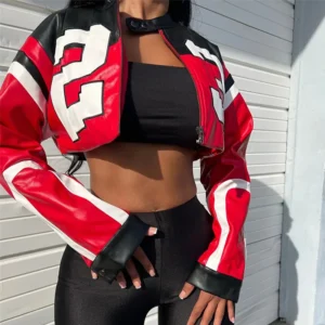 Women Crop Coat New Streetwear Fashion Letter Print
