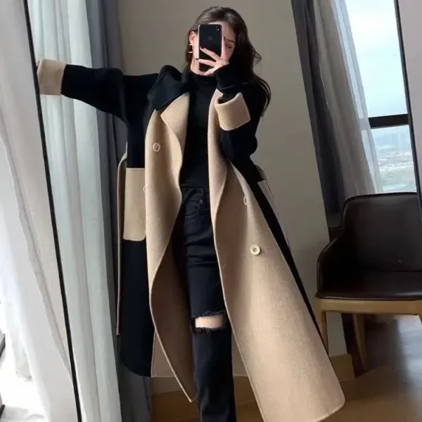 Women's Long Slimming Overcoat Woolen Jacket - Image 2