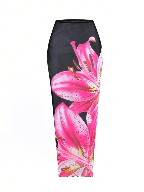 New Flower Bikini Set Women's High Waist Long Skirt - Image 5