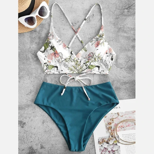 Woman Swimsuits Print Bikini Set Sexy Backless Thong - Image 4