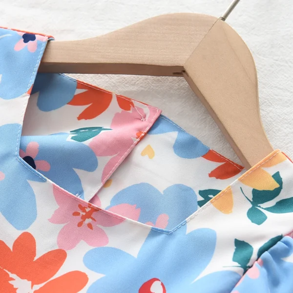 New Baby Girls Colorful Floral Short-sleeved Dresses - Image 3
