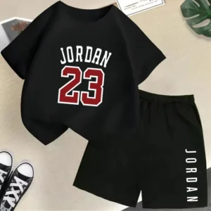 Children Short Sleeve T-shirt+Shorts 2pcs Set Kids Boys Girls