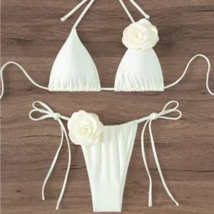 Flowers Strappy Bikini Women Swimwear Female Swimsuit