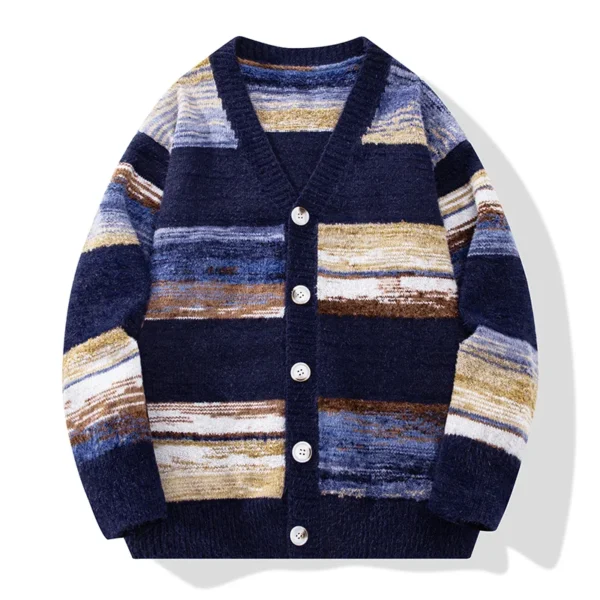Retro Lazy Striped Cardigan Sweater Coat unisex - Image 3
