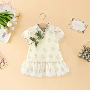 Baby Girls Dress Sweet Bow Children Clothing Fashion Kids