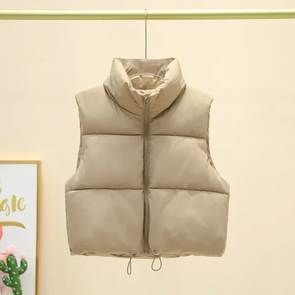 Winter Short Down Sleeveless Vest Women Stand Collar Zipper Jacket - Image 3
