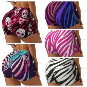 Women Yoga Shorts Zebra Hair Textured Gym Shorts Fitness