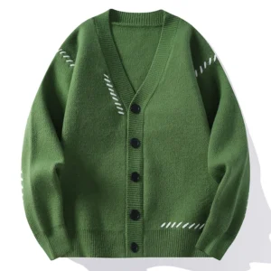 Cardigan Men Harajuku Patchwork Sweater Outerwear Coat