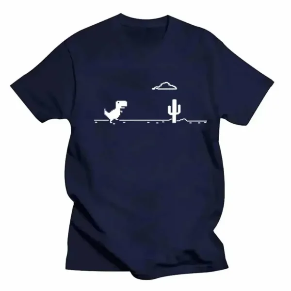 Mosaic Game Cactus Little Dinosaur Prints Men T-Shirts - Image 4