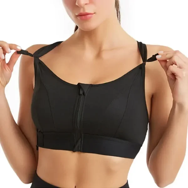 Front Zipper Adjustable Strap Shockproof Sports Bras For Women - Image 2