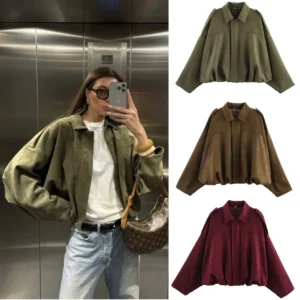 TRAF Spring new women's suede texture