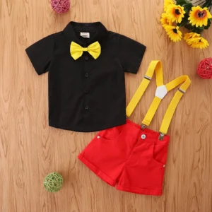 Boys Gentleman Suits, Summer Short Sleeve Bowtie