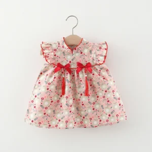 Baby Girls: Little Rabbit Print & Sweet Bow for Festive Occasions