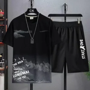 Men's Summer Shorts Set Gym Outfit Student Short Sleeve