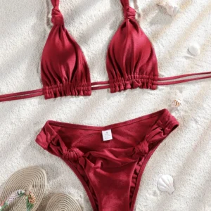 ZRTAK Red Women Swimwear Bikinis Thongs Swimsuit