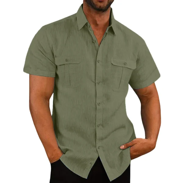 Shirts Stand-Up Collar Casual Beach Style Plus Shirt - Image 3