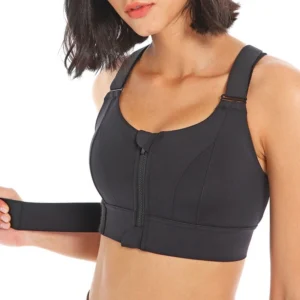 Women Sports Bras Tights Crop Top Yoga Vest Front Zipper