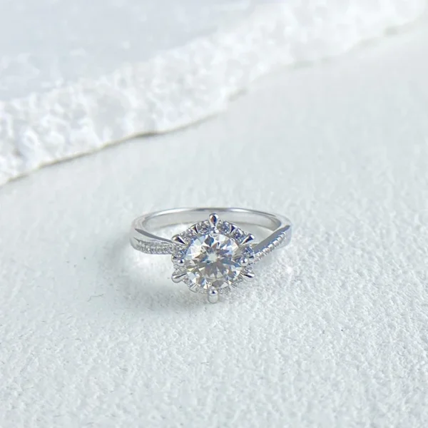 Certified Moissanite Diamond 925 Sterling Silver Plated 18k White Gold  Ring - Image 5