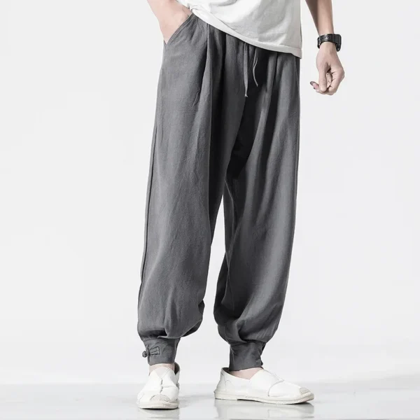 Loose-fit Cotton Linen Men's Women's Monk Pants - Image 3