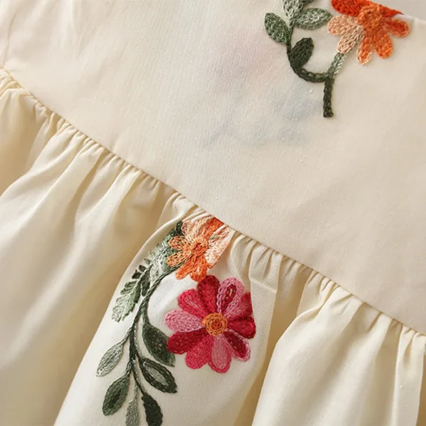 Baby Girl  Flower Embroidered Sleeveless Princess Dress - Image 3