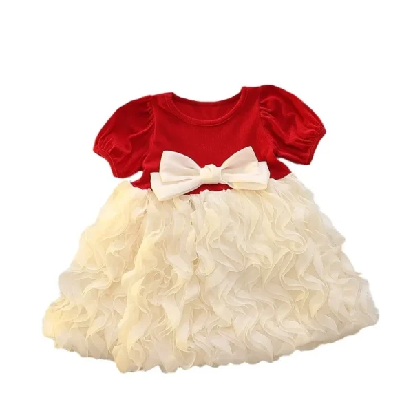 Baby Girl Dress Cute Bow Pleated Toddler Girl Clothes - Image 2